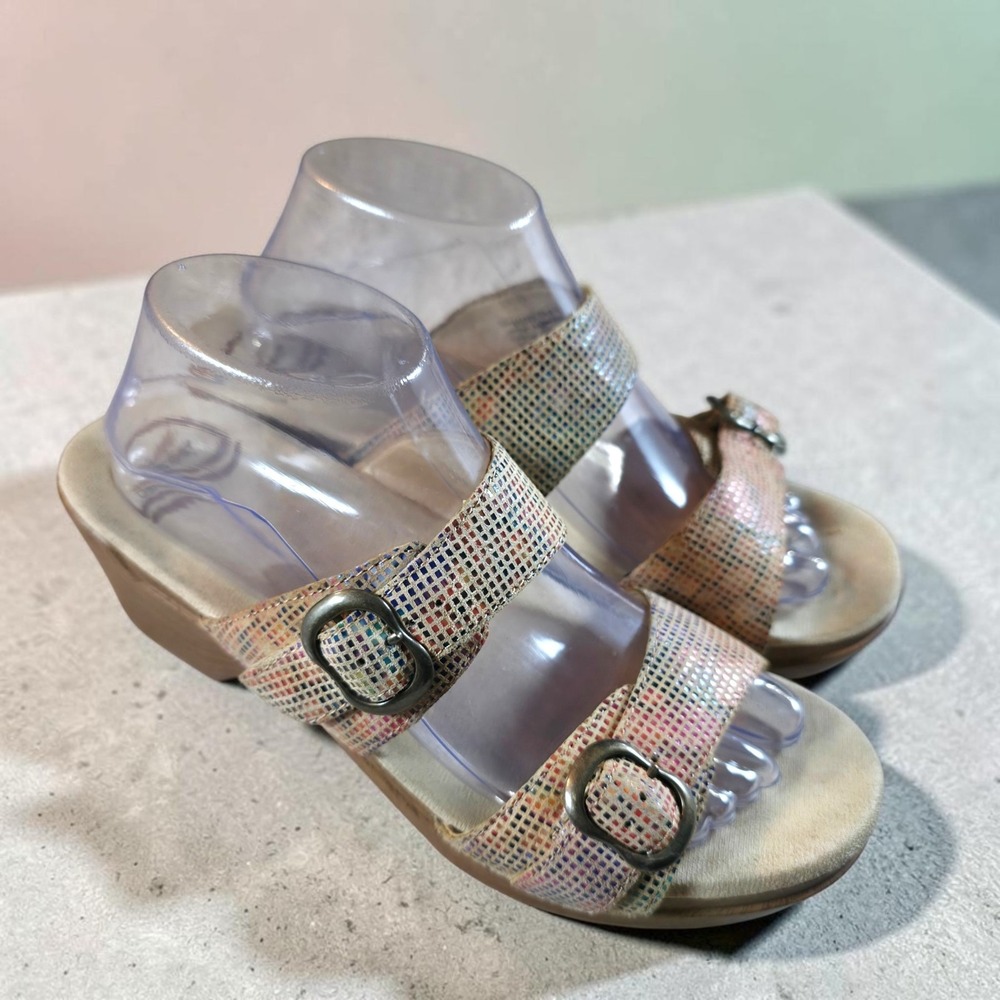 Dansko Sandals Sophie Sand Stained Glass Tan Strappy Clog Womens Size 41 / 10‎